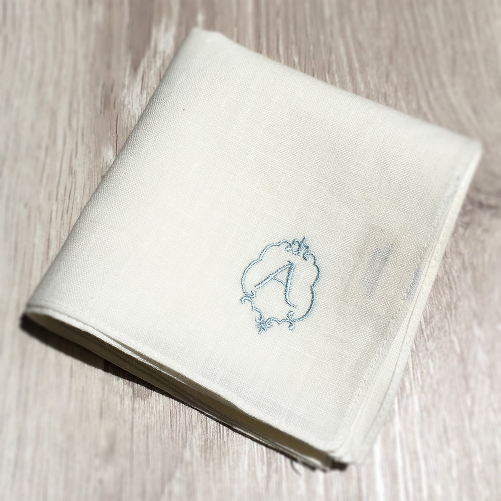 842-51-11 リネン イニシャルハンカチ