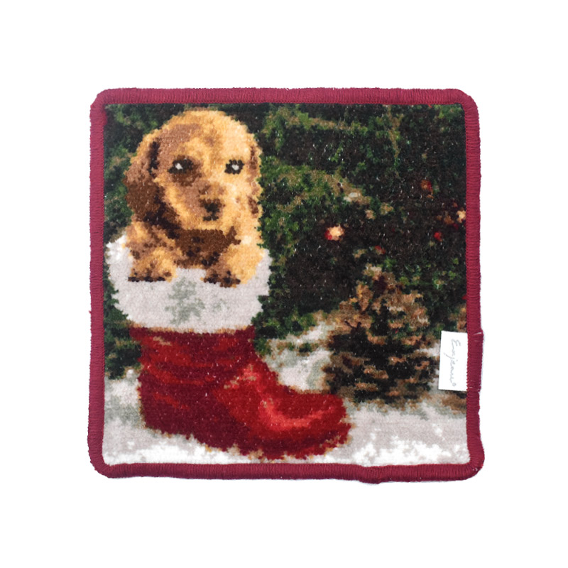 Enjeau(アーンジョー)：クリスマスダックス ミニハンカチ シェニール織