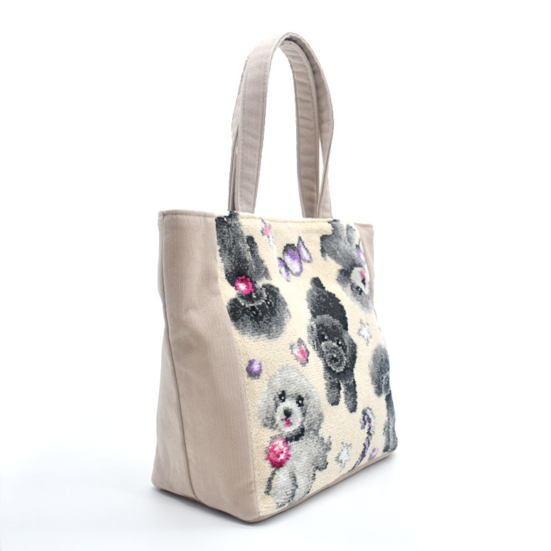 ブラックタン＆シルバープードル トイプードル 総柄 トートバッグ EjPetit
