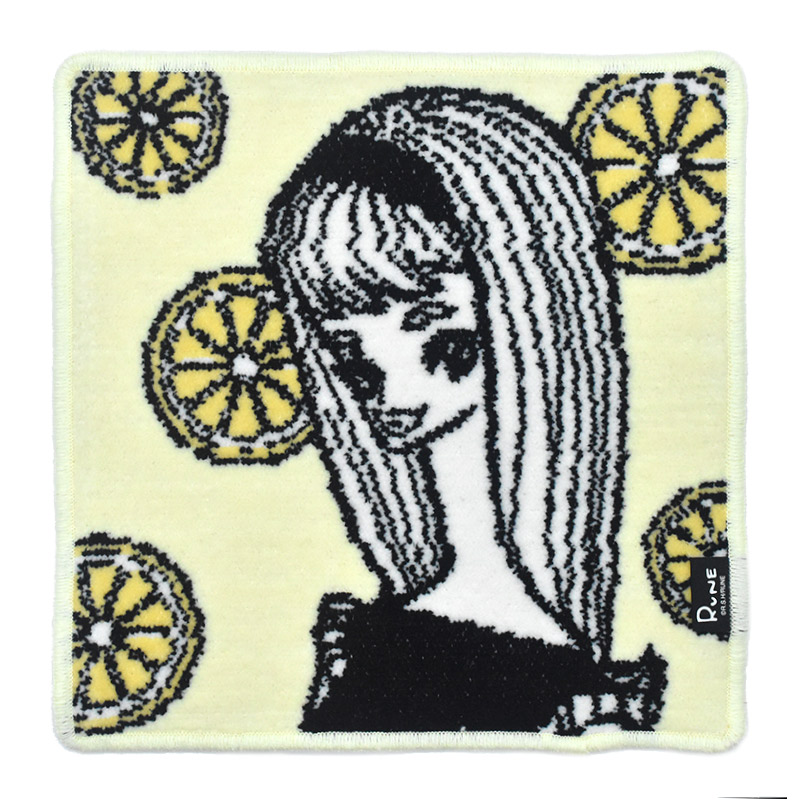 RUNE 内藤ルネ × アーンジョー：レモンと少女 ハンカチ 23cm ※ネコポス