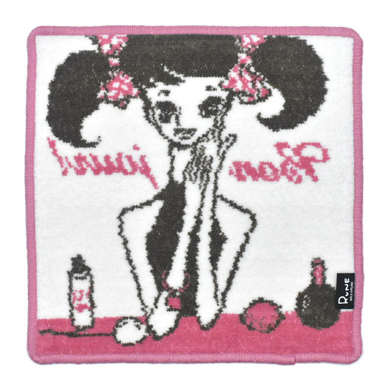 RUNE 内藤ルネ × アーンジョー：お化粧品と少女 ハンカチ 23cm