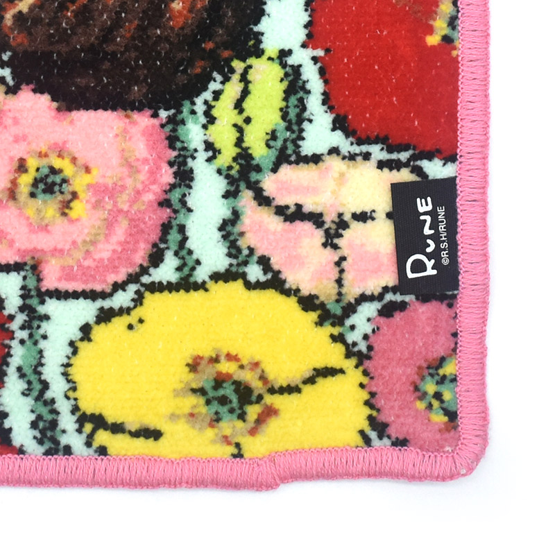 RUNE 内藤ルネ × アーンジョー：ポピーと少女 シェニール織 ハンカチ