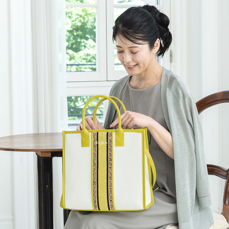 92-75033 メランジボーダー 2wayバッグ Lサイズ