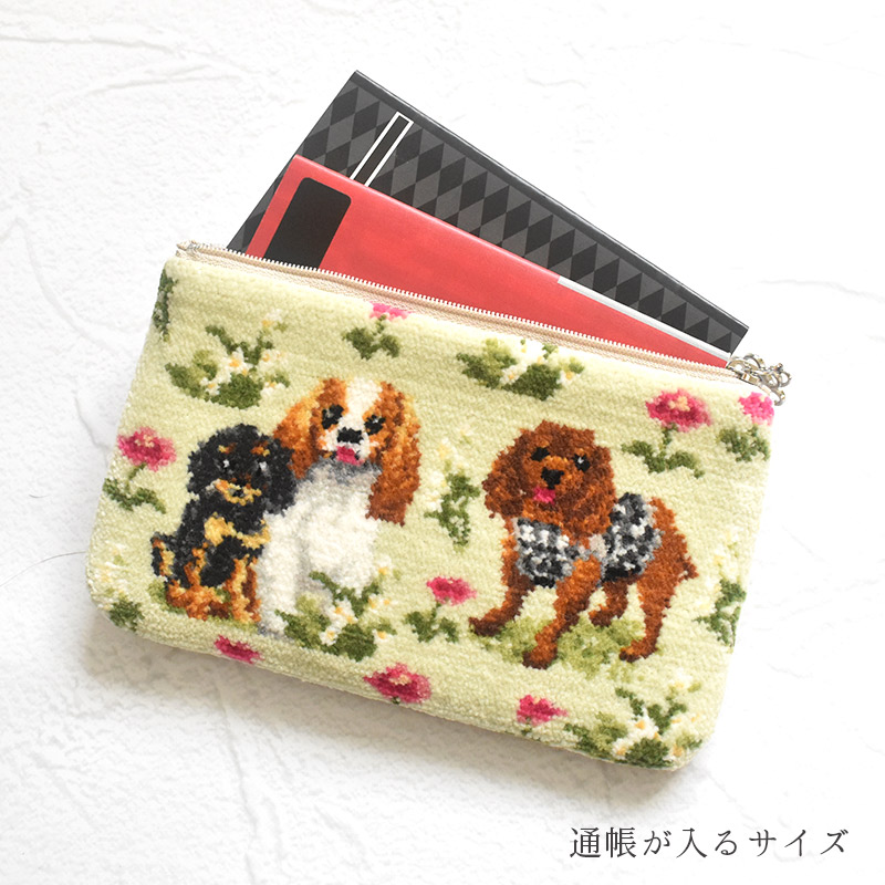Enjeau(アーンジョー)：選べる 犬柄 フラットポーチ (プードル