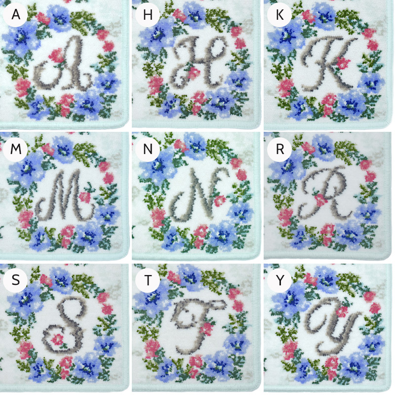 アンティークフランス 一周の木の刺繍 イニシャル花文字AM